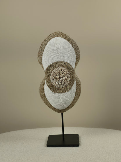 Kralen- en Schelpen Decoratie Ovaal op Standaard - Wit