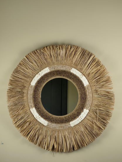 Raffia- en Kralen Wandspiegel - Manon