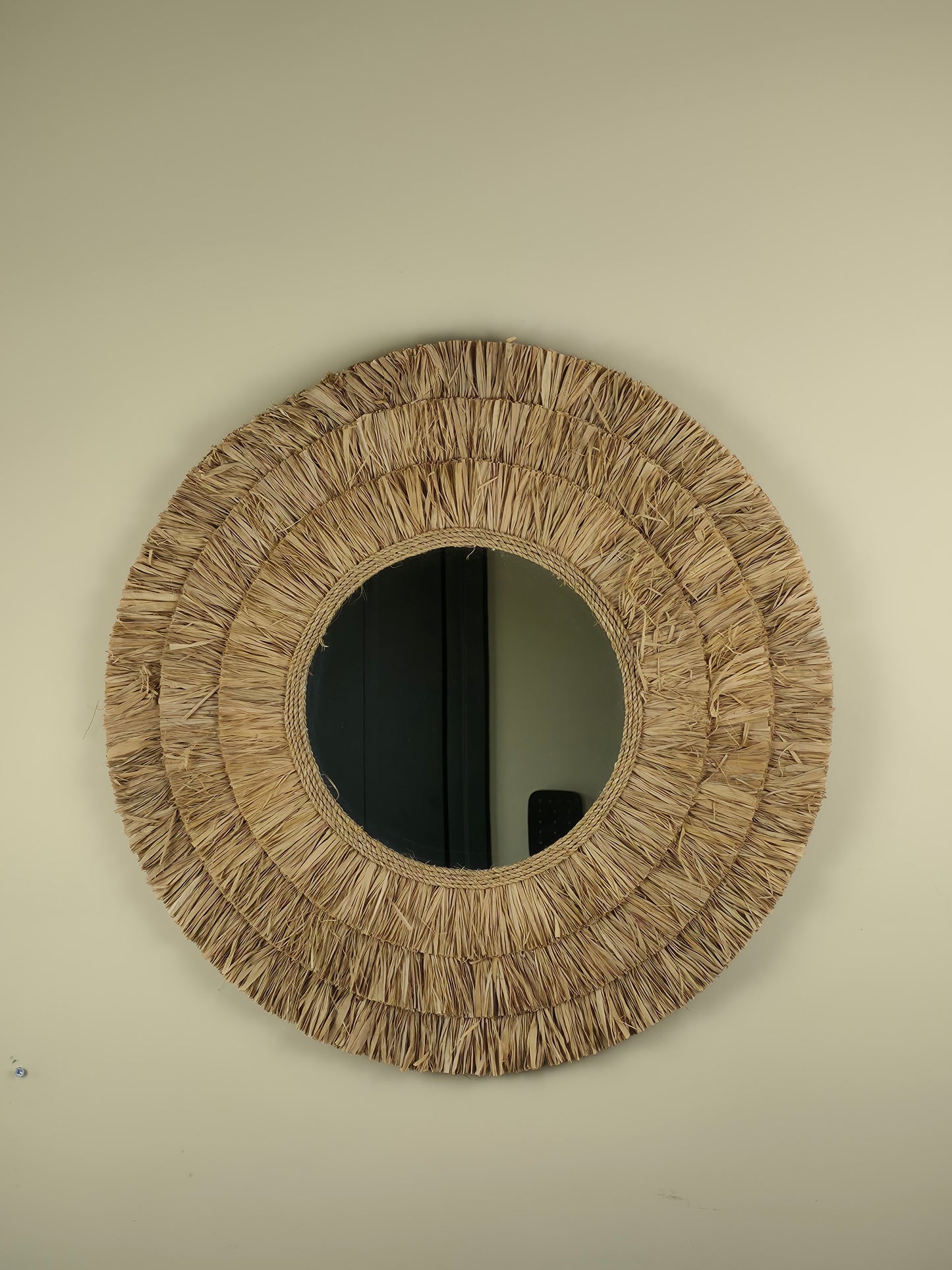 Raffia- en Kralen Wandspiegel - Denise